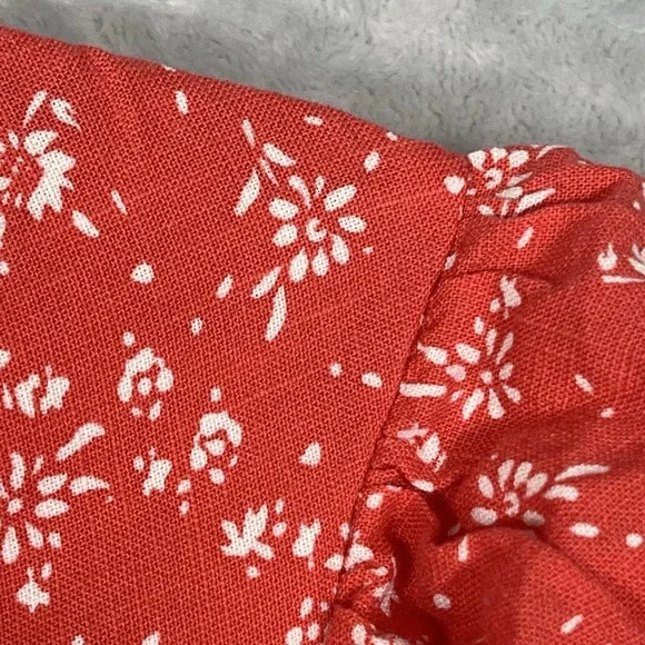 Universal Thread Red Floral Summer Midi Dress M Ruched Pockets Cottagecore Boho - Picture 3 of 11